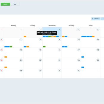 Back-end | Bookings calendar - monthly view